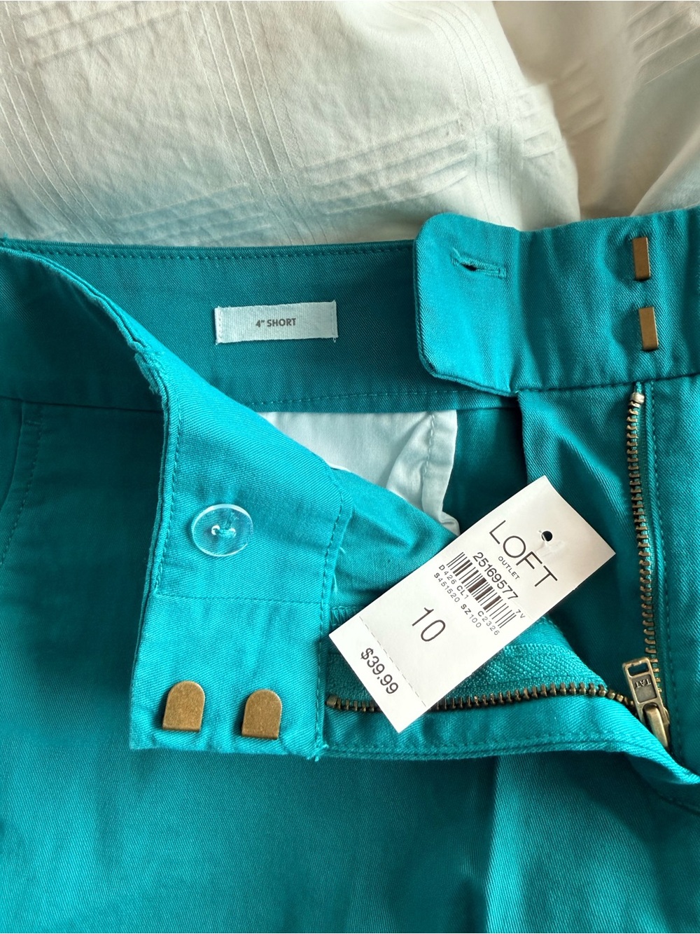 LOFT Turquoise 4" Cotton Bermuda Shorts